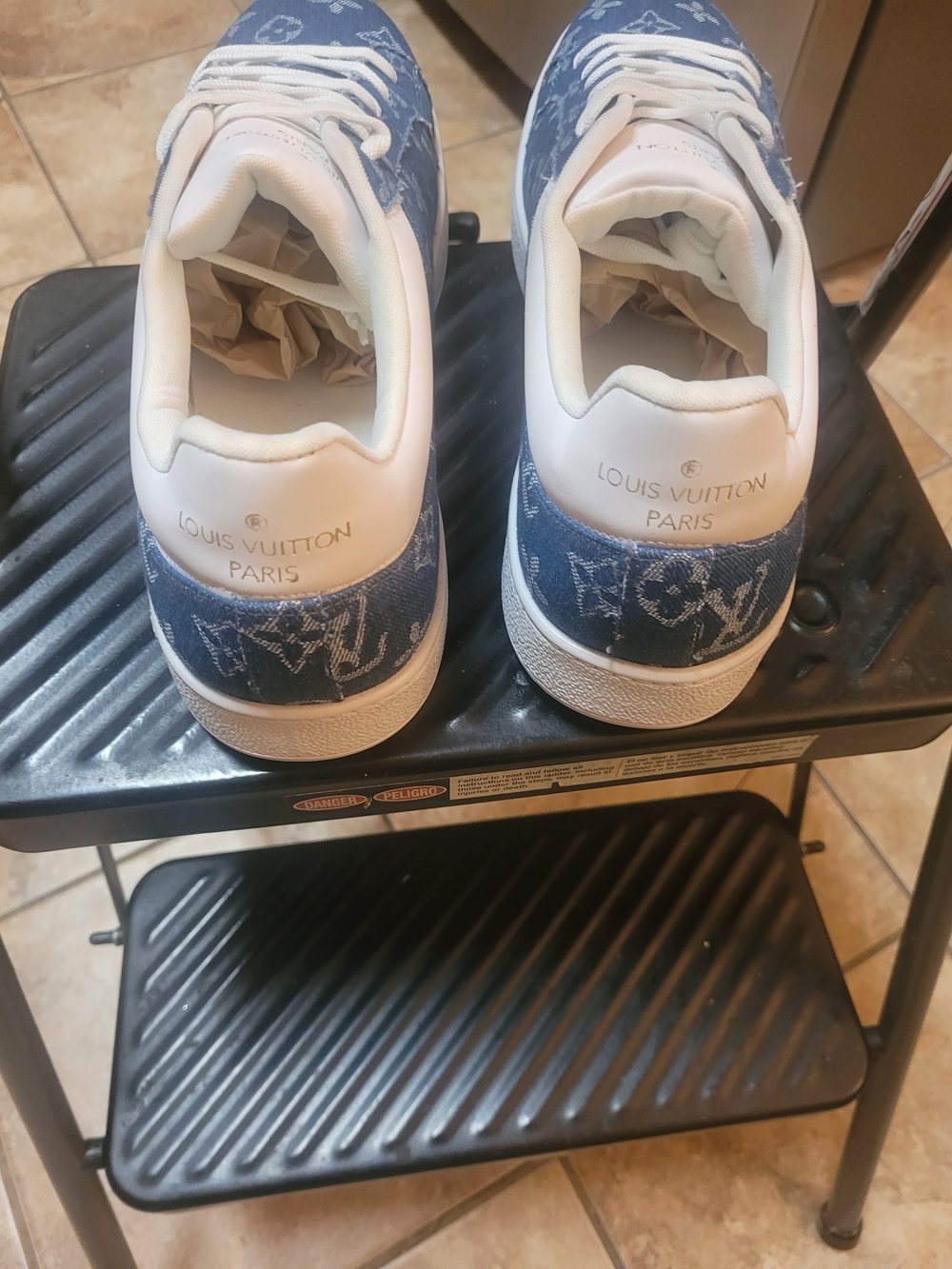 Men's Blue Monogram Denim Sneakers - Luxury Designer Style - Picture 4 of 7